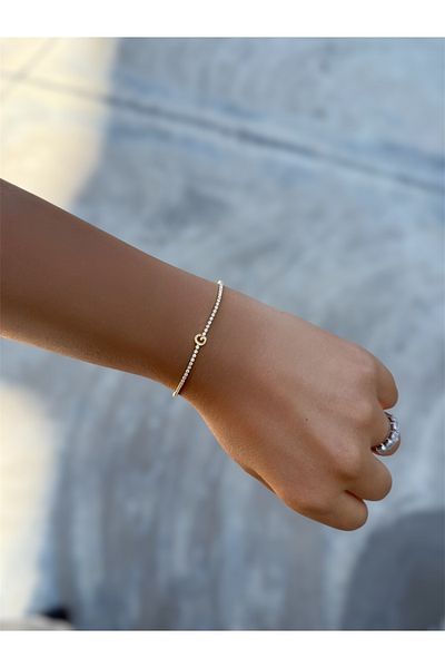 DGK COLLECTİON Very Elegant Bracelet with Letter g Detail and Row of Stones