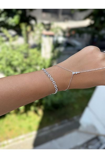 DGK COLLECTİON Drop Stone Pattern, Silver Color, Very Elegant Shahmeran
