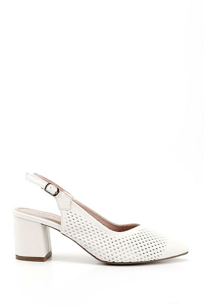 GÖNDERİ(R) Women's White Medium Thick Heeled Slingback Shoes