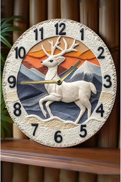 kutuTR Sessiz Yuvarlak Ahşap Duvar Saati, Kuvars 3 Boyut Görünümlü 2d Saatler