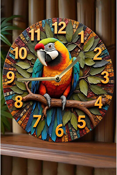 kutuTR Silent Round Wooden Wall Clock, Quartz Movement 3D Look 2D Clock Sdw105