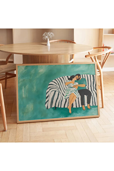 HİGUERA Φυσικό Ξύλινο Πλαίσιο Ζευγάρι Ήρεμο και Ρομαντικό Τραπέζι με Πράσινο ...