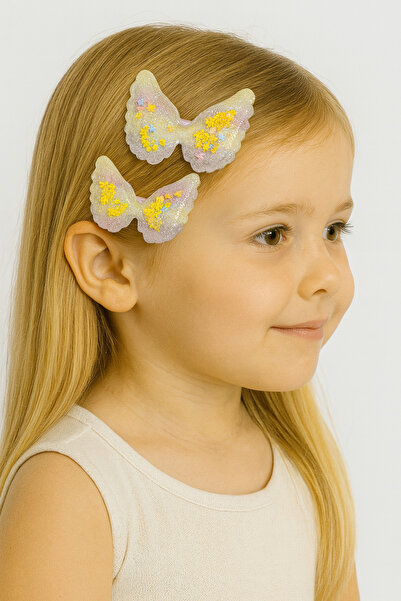 Motebarn Wear Dvojdelna kopča za kosu u obliku leptira, žuta