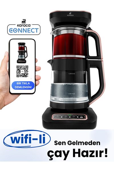 Karaca Çaysever Robotea Pro Connect 4 in 1 Sprechender Automatischer Glas-Teekocher und Filter-Kaffe