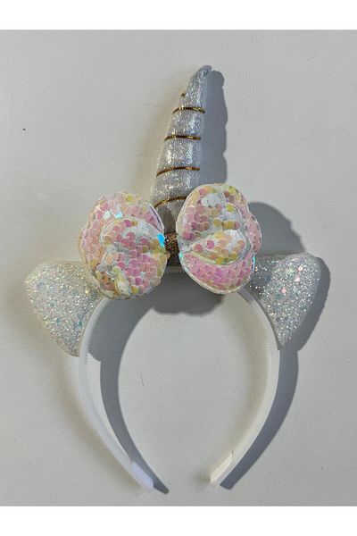 Motebarn Wear Coroană cu panglică unicorn pentru fete albă