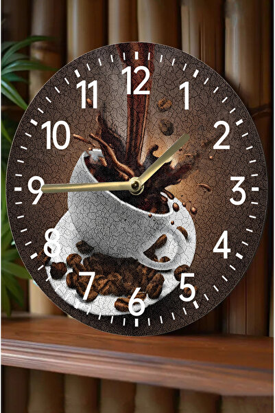 kutuTR Silent Round Wooden Wall Clock, Quartz Movement 3D Look 2D Clock Sdw118
