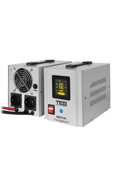 TED Electric UPS Centrala 300W, Sinus Pur cu LCD si 2x Schuko, Utilizeaza 1 Acumulator (neinclus), TED Electric