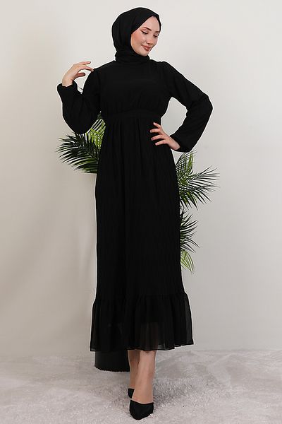 GİYZAMİLA Φόρεμα Pilesole Chiffon Μαύρο