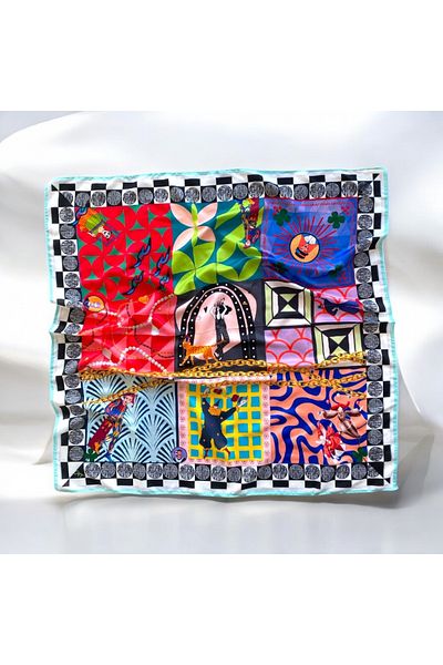 Oyt DÜKKAN Design Pattern Woman Circus Scarf Shawl Scarf 100X100 cm