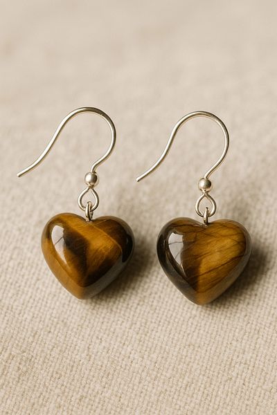 OEM Earrings With Semi-precious Stone - Tiger Eye - Handmade