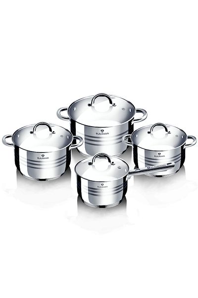 Blaumann Cookware Set Stainless Steel Pot Set Induction Oven Safe 4 Pcs | 1,6-2.5-3,6-6,1 Liters