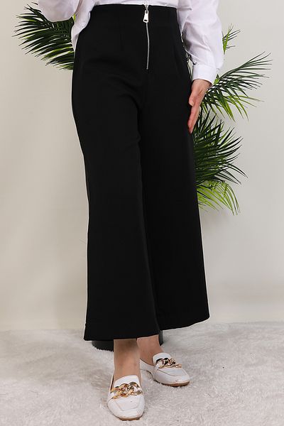 GİYZAMİLA Front Zipper Trousers Black