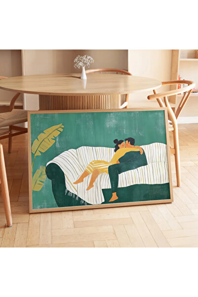 HİGUERA Φυσικό Ξύλινο Πλαίσιο Ζευγάρι Ήρεμο και Ρομαντικό Τραπέζι με Πράσινο ...