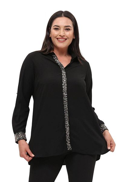 Hanezza Jessica Handmade Crepe Evening Dress Shirt - Plus Size Elegant Dress