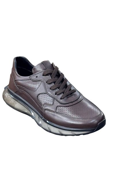 Greyybull Shoes Мъжки кожени маратонки в цвят кафе - спортни обувки