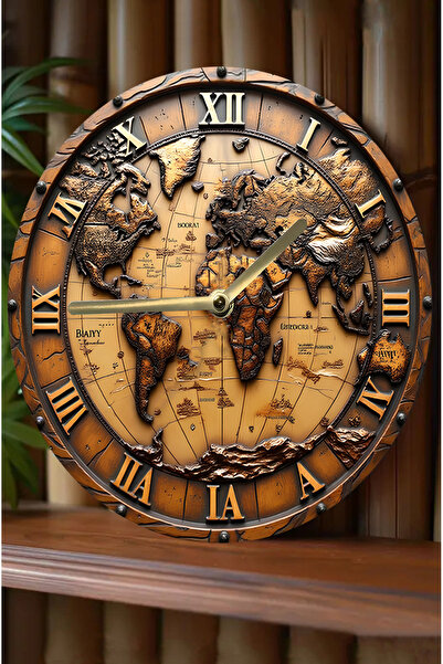 kutuTR Silent Round Wooden Wall Clock, Quartz Movement 3D Look 2D Clock Sdw118
