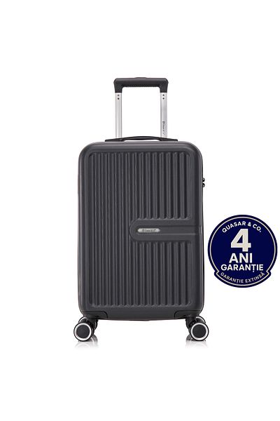 Quasar & Co. Troler De Cabina Platinum,55x37x20cm,troller Bagaj De Mana,valiza Cabina,4 Roti Duble,abs,negru
