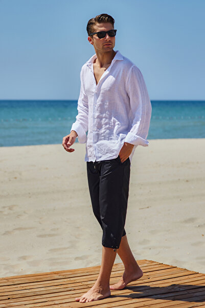 Remsa Mayo Remsa Erkek Havuz Deniz Uzun Kapri Şort Mayo RKS-01 Siyah