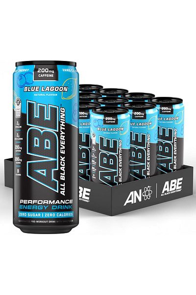 applied nutrition Abe Pre Workout Cans, Energy Performance Drink Blue Lagoon, (PACK OF 12 CANS X 330ML)