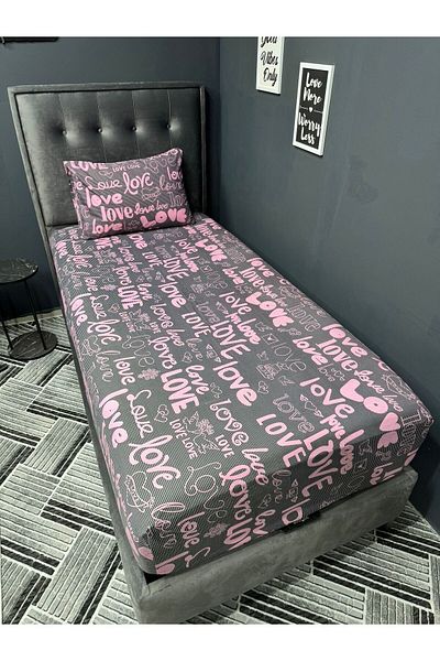 Violacasa طقم ملاءات قطنية مفردة مقاس 100x200 Love