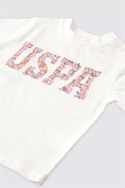 U.S. Polo Assn. BAZA. Polo Assn. Set tricou cu mânecă scurtă pentru fetiță, 2 piese, crem/roz USB1988