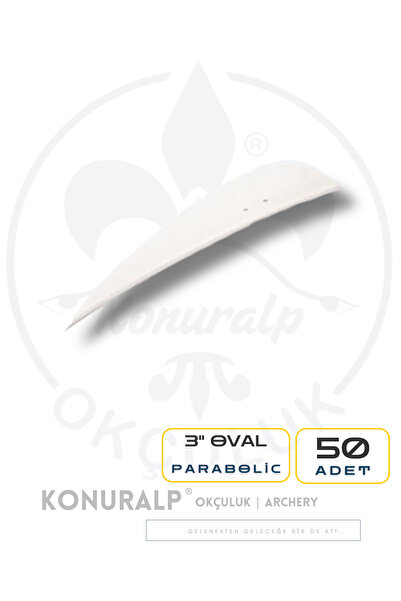 KONURALP OKÇULUK 3 Inç Gerçek Tüy / Oval-parabolik / Beyaz / 100 Adet - Gelen...