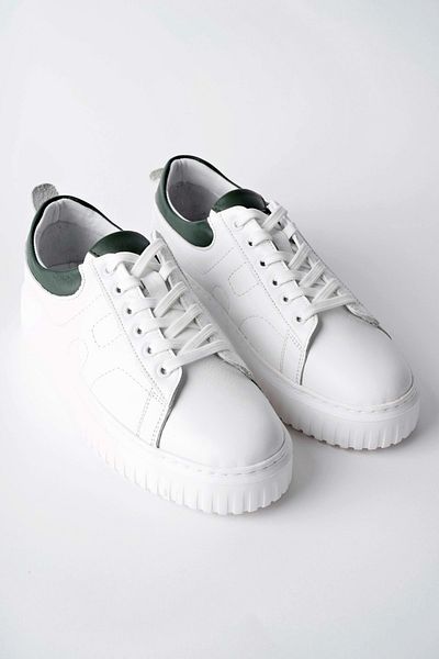 bulutmod Ba04507 Alb Kaki Bărbați H Print din piele naturală Pantofi sport casual - alb