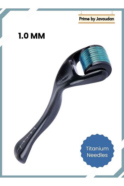 Prime by Javaudan Titanium 540 Needle Derma Face Roller 1.0mm for Hair Growth, Deep Collagen Boost & Skin Renewal –
