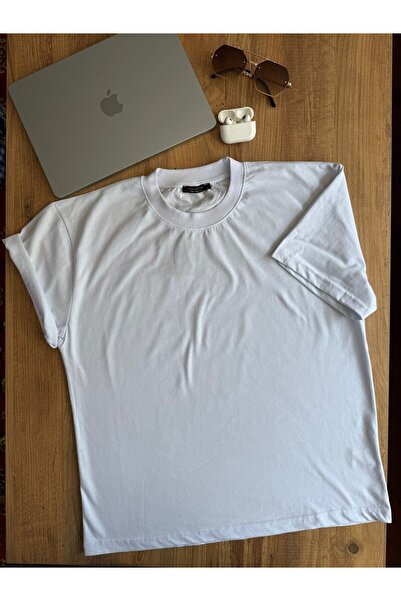 Style Kadın Beyaz Basic Oversize Tişört
