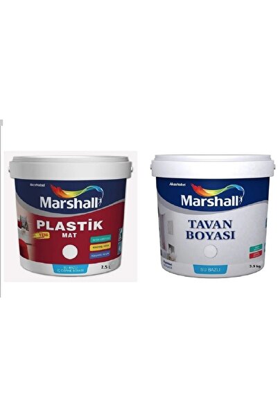 Marshall Plastik Mat Su Bazlı Silinebilir Duvar Boyası 2.5 Lt Tavan Boyası 3....