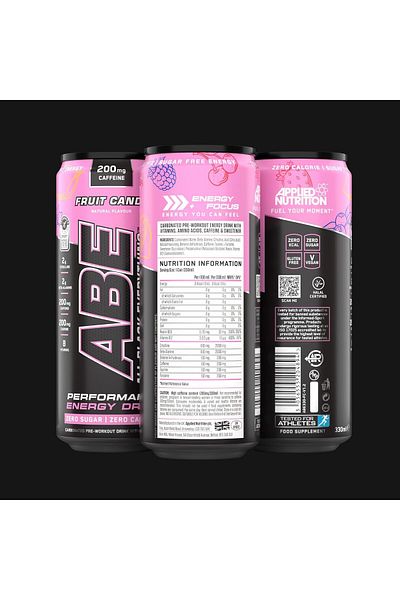 applied nutrition Abe Pre Workout Cans, Energy Performance Drink, Fruit Candy, (PACK OF 12 CANS X 330ML)