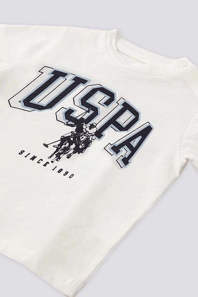U.S. Polo Assn. Baby Boy 2-Piece Short Sleeve T-Shirt Set - Cream Blue