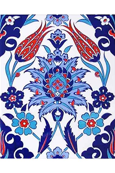 Armada Çini 20x25 Cm Ac 1004 Kırmızı Laleli Kütahya Çini Seramik Karo