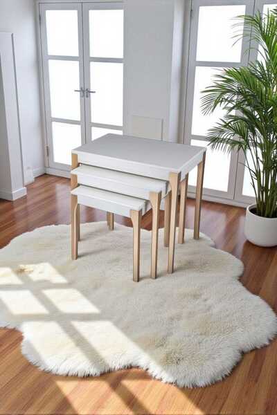 Akabesan Aksesuar Uras Serisi Dikdörtgen Tasarım Krem Renk Gold Ayaklı 1.sını...