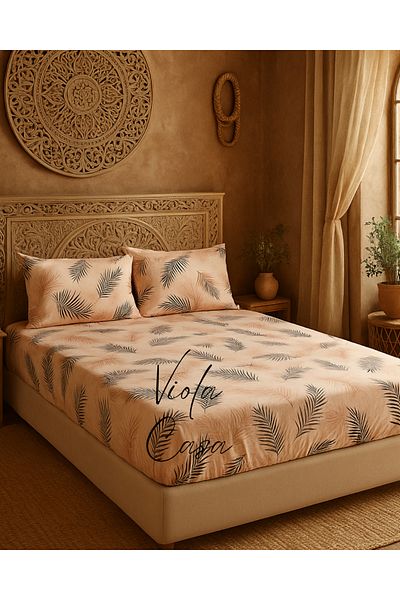 Violacasa Double Cotton Fitted Sheet Set Powder Feather 160X200
