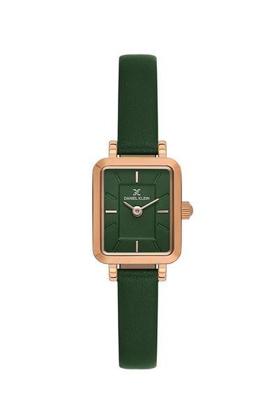 Daniel Klein Dke.1.10862-5 Rectangular Dial Leather Cord Metal Case 3 Atm Water Resistant Green Color
