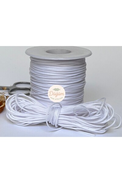 Düğüm Hobi Atölyesi 1 mm Beyaz Paracord Paraşüt İpi 1 Metre Bileklik Tespih Kolye Makrome Halhal Takı Tasarım İpi