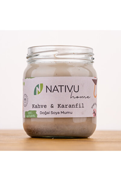 NATIVU Sinek Kovucu Doğal Soya Wax Mum Kahve-Karanfil Özlü 210ml