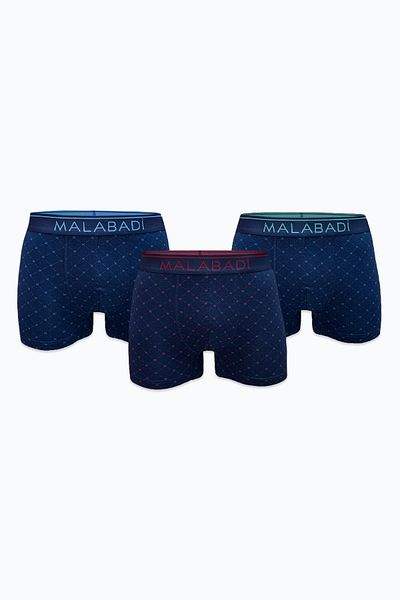 Malabadi Ανδρικό μπλουζάκι με μοτίβο Navy Blue 3 τεμαχίων Premium Collection Modal Boxer 3m252