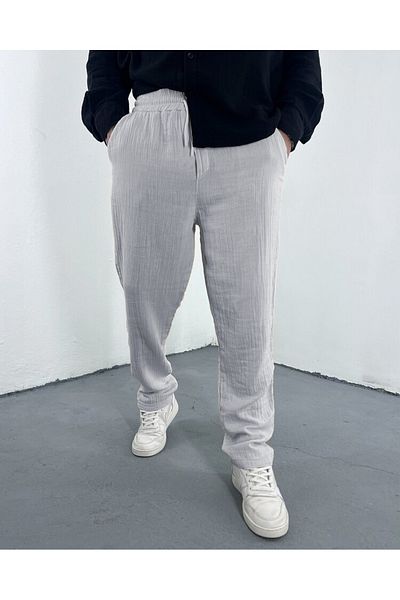Deep sense Men's Muslin Fabric Summer Linen Trousers