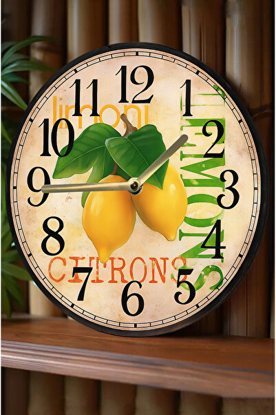 kutuTR ساعة حائط MDF ذات طابع ليموني عتيق - ساعة كوارتز صامتة للديكور على الط...