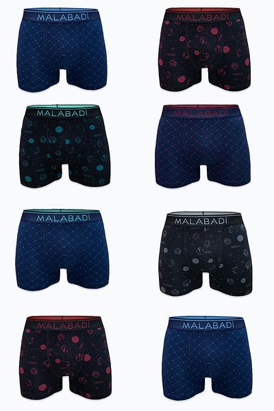 Malabadi Ανδρικό μοτίβο 8 τεμαχίων Premium Collection Modal Boxer 8m252