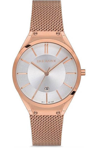 Dice Kayek Dk.1.Ag1223.01 Straw Cord Steel Case 5 Atm Water Resistant Rose Gold Color Women Wristwatch