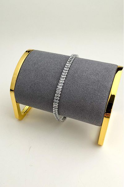 Modex Zircon Baguette Stone Strip Waterway Bracelet (17 cm)