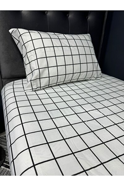 Violacasa Single Cotton Elastic Sheet Set 100x200 White Square