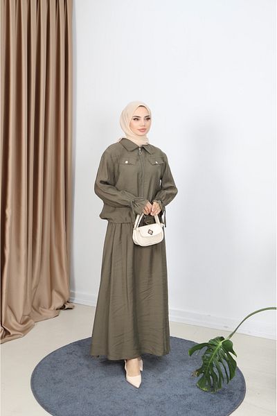 NİSUM MODA Modal Suit with Zippered Skirt