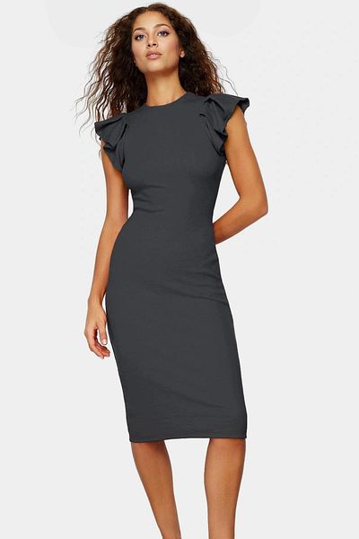 PayBuy Women's Cotton Bodycon Midi Dress Flounced Sleeves Comfortable Casual Trend Design Distinguished Material