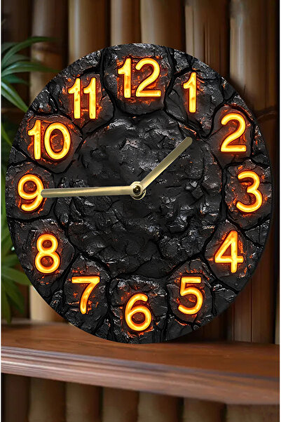 kutuTR Sessiz Yuvarlak Ahşap Duvar Saati, Kuvars Hareketli 3d Görünümlü 2d Saat