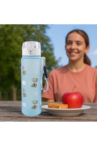 Pusheen Pop Up Water Bottle, The Cat, Impact Resistant, Ecozen, BPA Free, 600 ml