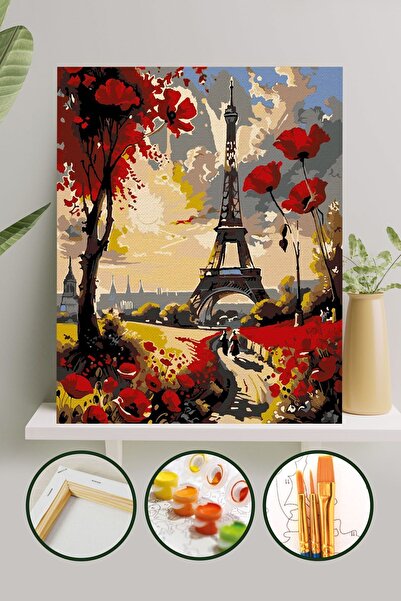 Palmiye Hobi Sanat Kırtasiye Sayılarla Boyama 40x50 Cm Tuval Seti Fırça Boya ...